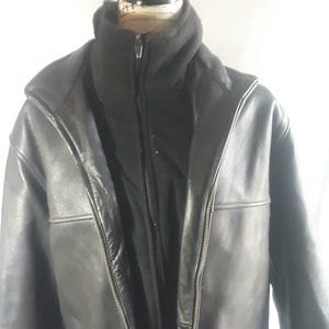 Wilson's Black Leather Winter Coat Size M